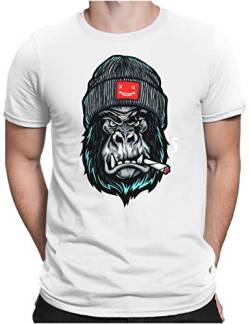 PAPAYANA - Angry Ape - Herren Fun T-Shirt - Regular Fit - AFFE Gorilla of Duty - Weiß - Large von PAPAYANA
