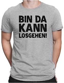 PAPAYANA - Bin Da Kann Losgehen Schwarz - Herren Fun T-Shirt - Regular Fit - Bedruckt - Grau Meliert - XXL von PAPAYANA