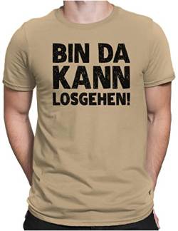 PAPAYANA - Bin Da Kann Losgehen Schwarz - Herren Fun T-Shirt - Regular Fit - Bedruckt - Khaki - Large von PAPAYANA