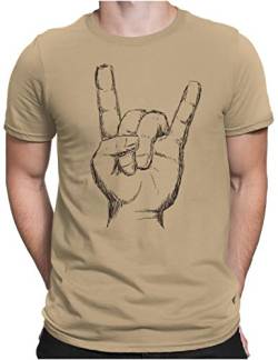 PAPAYANA - Heavy Metal Hand Black - Herren Fun T-Shirt - Regular Fit - Music Band Punk Rock - Khaki - Large von PAPAYANA