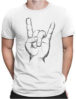 PAPAYANA - Heavy Metal Hand Black - Herren Fun T-Shirt - Regular Fit - Music Band Punk Rock - Weiß - Medium von PAPAYANA
