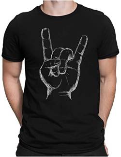 PAPAYANA - Heavy Metal Hand White - Herren Fun T-Shirt - Regular Fit - Music Band Punk Rock - Schwarz - Medium von PAPAYANA