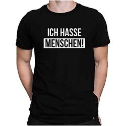 PAPAYANA - Ich Hasse Menschen Weiss - Herren Fun T-Shirt - Bedruckt - Baumwolle - Regular Fit - 4XL - Schwarz von PAPAYANA