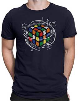 PAPAYANA - Magic Cube - Herren Fun T-Shirt - Regular Fit - Zauberwürfel Comic Sci-Fi Science - Navy - XXL von PAPAYANA