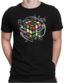 PAPAYANA - Magic Cube - Herren Fun T-Shirt - Regular Fit - Zauberwürfel Comic Sci-Fi Science - Schwarz - XL von PAPAYANA