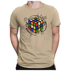 PAPAYANA - Magic-Cube - Herren Fun T-Shirt - Zauberwürfel Comic Sci-Fi Science - M Khaki von PAPAYANA
