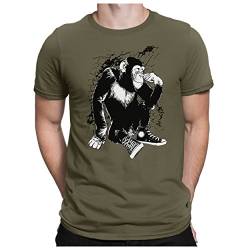 PAPAYANA - Pensive-APE - Herren Fun T-Shirt - Bedruckt - 3XL Oliv von PAPAYANA