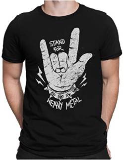 PAPAYANA - Stand for Heavy Metal - Herren Fun T-Shirt Bedruckt Music Band Punk Rock - 3XL - Schwarz von PAPAYANA