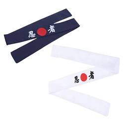2 Stück Ninja Print Stirnband afrikanische Kleidung japanische Kleidung Damen Kopftücher Bandana für Männer Samurai Japanisches Stirnband wiederverwendbar Karate Japanisches Stirnband Tragbares von PAREKS