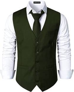 PARKLEES Herren Hipster Urban Design Business Formale Weste Slim Fit Anzug Smoking Kleid Weste, olivgrün, XL von PARKLEES