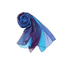 PARREN Seidentuch Sommer Ankunft Mode Chiffon Schals Gradient Farben Georgette Weibliche Seidenschals 50 * 160Cm-Blau Lila von PARREN