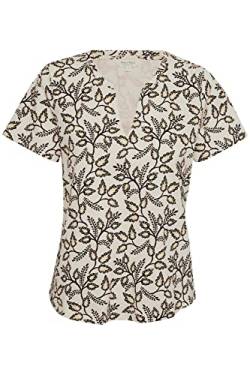 Part Two Damen Gesinas Regular Fit Short Sleeve T-Shirt, Black Craft Leaf, Large von PART TWO