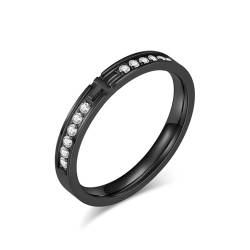 PARWANA Ring Ringe Damen Bijouterie Herren Frauen 3 Mm Dünner Kreuzring Für Damen Und Herren, Größe 6–11, 10, Schwarz von PARWANA