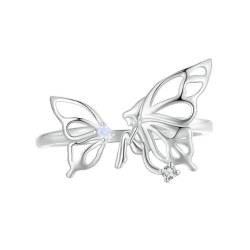 PARWANA Ring Ringe Damen Bijouterie Herren Frauen Ausgehöhlter Schmetterlings-Öffnungsring, Verstellbarer Ring Für Damenschmuck von PARWANA