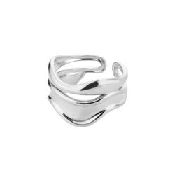 PARWANA Ring Ringe Damen Bijouterie Herren Frauen Geometrischer Offener Ring Für Damen, Größenverstellbar, Platiniert von PARWANA