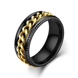 PARWANA Ring Ringe Damen Bijouterie Herren Frauen Ring Für Herren Ringe Zubehör 7 Ring-Schwarz-Gold von PARWANA