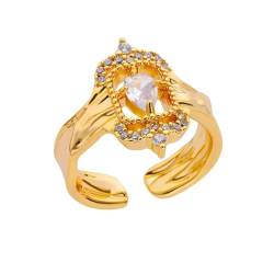 PARWANA Ring Ringe Damen Bijouterie Herren Frauen Ringe Für Damen, Geometrischer Öffnungsring, Größenverstellbar, Goldfarben von PARWANA