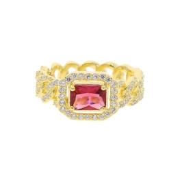 PARWANA Ring Ringe Damen Bijouterie Herren Frauen Ringe Kettenform Ringschmuck Für Damen Herren 6 Rot von PARWANA