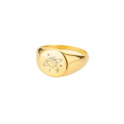 PARWANA Ring Ringe Damen Bijouterie Herren Frauen Stern Mond Planet Ring Damen Mädchen Multi-Size Fingerring 9 Gold von PARWANA