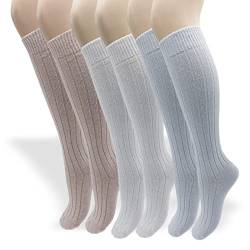 PASINI FASHION 3 Paar Damen Angora Socken lang - ALL-DAY ANGORA Kollektion - flauschig, warm und bequem, Weiß-Puder, 39-42 von PASINI FASHION