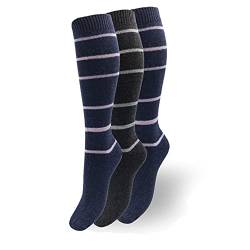 PASINI FASHION 3 Paar - Lange Kaschmirsocken mit glänzenden Effektstreifen - HOT CASHMERE Kollektion - fesselnd und trendy (39-42, Anthrazit, Avio, Avio) von PASINI FASHION