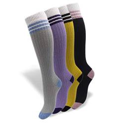 PASINI FASHION 4 Paar - Damen gestreifte Baumwollsocken - ROLLER Collection - Streetwear-Style, geeignet für Rollschuhe und Skateboards (39-42) von PASINI FASHION