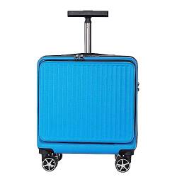 PASPRT 16-Zoll-Koffer, Geschäftsreisen, Boarding, Handgepäck, Kratzfeste Hartschalenkoffer mit Rollen, tragbarer Koffer (Blue) von PASPRT