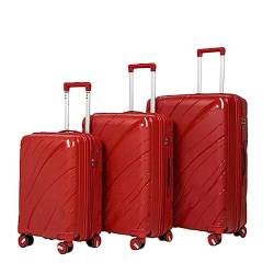 PASPRT 3-teiliges Gepäck-Set, Leichter Handgepäck-Koffer, Gepäck-Koffer-Set, Verstellbarer Schalthebel, mit Spinner-Rädern für Damen (Wine Red) von PASPRT