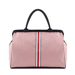 PASPRT Damen Sporttasche Frauen über Nacht Wochenende Fitness Tasche Damen Stripe Yaga Große Reisetasche Leichte koreanische Männer Faltbare Outdoor-Taschen (Color : Pink) von PASPRT