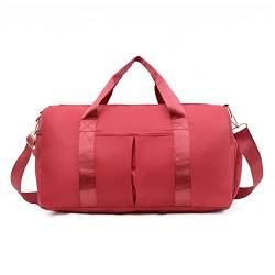 PASPRT Damen Sporttasche Reisetasche Wasserdichtes Nylon Damen Training Fitness Handtasche Große Kapazität Faltbare Sporttasche Schuhaufbewahrungsbox (Color : Red) von PASPRT