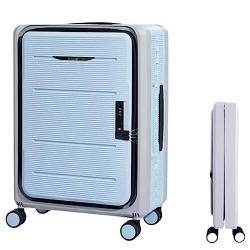 PASPRT Faltbarer Koffer, geräuschlose Kombinationsbox mit Frontöffnung, universeller Rollkoffer, Verstellbarer Trolley mit DREI Geschwindigkeiten, für Reisen (Light Blue 20 in) von PASPRT