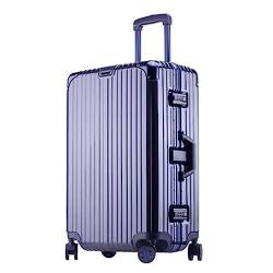PASPRT Gepäck mit drehbaren Rädern, großer Koffer, Heller Aluminiumrahmen, verschleißfestes Handgepäck (Blue) von PASPRT