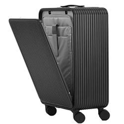 PASPRT Gepäckkoffer All Aluminum Magnesium Alloy Trolley Case Business Suitcase Travel Luggage Password Box Laptop Bag Front Opening Baggage (Color : Black, Size : 16") von PASPRT