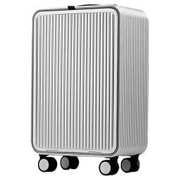 PASPRT Gepäckkoffer All Aluminum Magnesium Alloy Trolley Case Business Suitcase Travel Luggage Password Box Laptop Bag Front Opening Baggage (Color : Silver, Size : 16") von PASPRT
