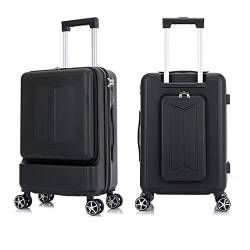 PASPRT Gepäckkoffer Ladies Rolling Luggage Suitcase with Laptop Bag with Lock Portable Menuniversal Wheel Trolley Boarding Case Trolley Luggage (Color : Black, Size : 20 inches) von PASPRT