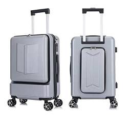 PASPRT Gepäckkoffer Ladies Rolling Luggage Suitcase with Laptop Bag with Lock Portable Menuniversal Wheel Trolley Boarding Case Trolley Luggage (Color : Silver Grey, Size : 20 inches) von PASPRT