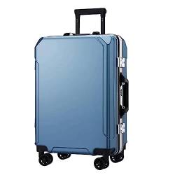 PASPRT Gepäckkoffer mit Spinnerrädern, Handgepäck, Zwei USB-Ladeanschlüsse, Aluminiumrahmen-Koffer, großes Fassungsvermögen (Light Blue 20 in) von PASPRT