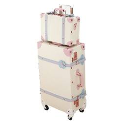 PASPRT Gepäckset Retro White Blue Travel Bag Rolling Luggage Sets, Women Trolley Suitcases Handbag with Wheel (Color : White(Single), Size : 20") von PASPRT