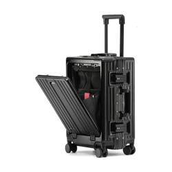 PASPRT Handgepäck, Gepäck mit hoher Kapazität, USB-Ladeanschluss, Gepäckkoffer, Trolley-Gepäck mit Frontöffnung, leichte Hartschalen-Koffer (Black 20 in) von PASPRT