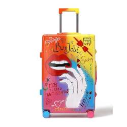PASPRT Handgepäck, großes Fassungsvermögen, mehrstufiges verstellbares Trolley-Gepäck, handbemalte Graffiti-Koffer, Reise- und Geschäftsgepäck (20 inches) von PASPRT