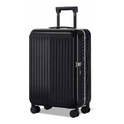 PASPRT Handgepäck Koffer Handgepäck Aluminiumrahmen Frontabdeckung Gepäck Abnehmbare Seitentaschen Koffer Reisegepäck mit großem Fassungsvermögen (Black 41.5 * 27 * 59CM) von PASPRT