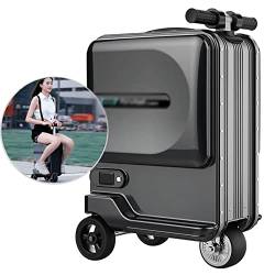 PASPRT Intelligentes Reisegepäck, Aluminiumlegierungsrahmen, Fahrgepäck, Koffer, USB-Ladeanschlüsse, Rollergepäck, Business-Koffer, TSA-Schloss, für Erwachsene (Black) von PASPRT