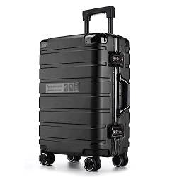 PASPRT Koffer mit großem Fassungsvermögen, Zweireihige Schwenkräder, Gepäck, tragbar, sturzsicher, Reisekoffer, Sicherheitskombinationsschloss (Black) von PASPRT