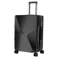 PASPRT Koffergepäck mit Spinner-Rädern, Reise-Rollgepäck, Aluminiumrahmen, TSA-Schloss-Spinner-Handgepäck, 20"/22"/24"/26" (Black 24 in) von PASPRT