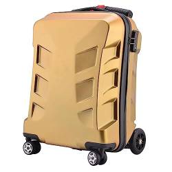 PASPRT Tragbarer Koffer, 21-Zoll-Boarding-Handgepäck, Leichter PC-Koffer mit Rädern, kreatives Pedal-Schiebegepäck (Gold) von PASPRT