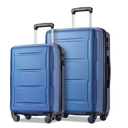PASPRT Tragbarer Koffer, 2er-Set, erweiterbare Koffer, Handgepäck, ABS, leichte Gepäckkoffer mit TSA-Schloss, Koffer mit Rollen (Blue) von PASPRT