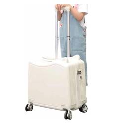 PASPRT Tragbarer Koffer, Koffer mit Rollen, niedliches Modegepäck, großes Fassungsvermögen, Handgepäck, verschleißfester Koffer mit Zahlenschloss (White 43 * 41 * 21CM) von PASPRT