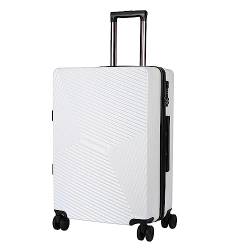 PASPRT Tragbarer Koffer, tragbarer Koffer, Aluminiumrahmen-Gepäck mit Spinner-Rädern, Handgepäck, sturzsicherer Sicherheitskoffer mit TSA-Verschluss (White 26 in) von PASPRT