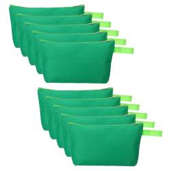 PATIKIL 10.2 x 5.5 Leinwand Schminke Taschen mit Riemen 10 Pack Bleistift Kosmetik Reißverschluss Tasche Kasten Reisen Hygienebeutel Organizer für Zuhause Büro Grün von PATIKIL