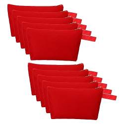 PATIKIL 10.2 x 5.5 Leinwand Schminke Taschen mit Riemen 10 Pack Bleistift Kosmetik Reißverschluss Tasche Kasten Reisen Hygienebeutel Organizer für Zuhause Büro Rot von PATIKIL